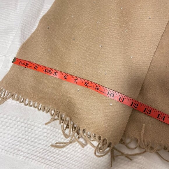 Vintage Rhinestone Fringe Scarf Camel - Picture 7 of 8